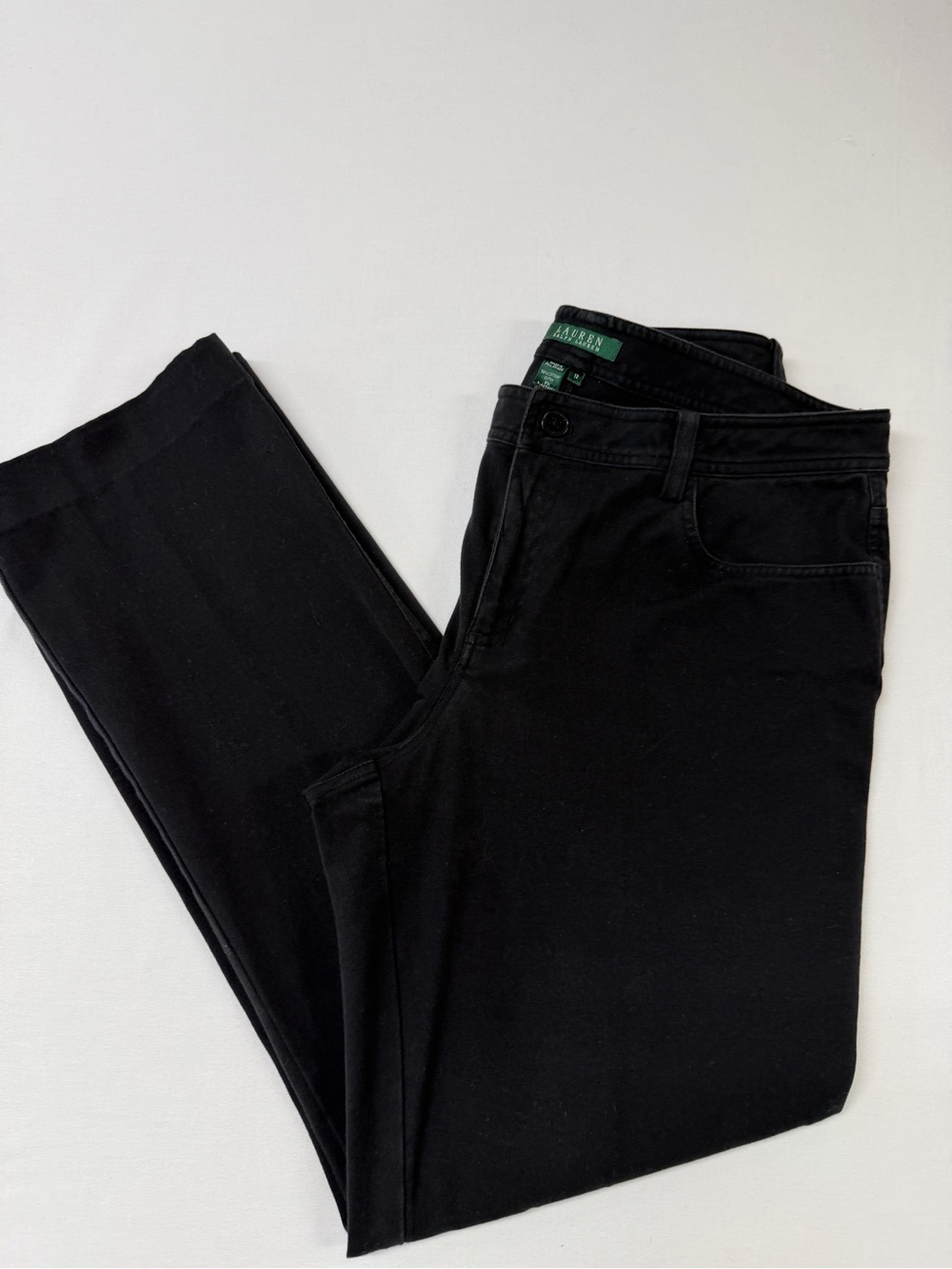 Lauren Ralph Lauren Black Stretch Straight Leg Pants Chinos Womens Size 12. 1779